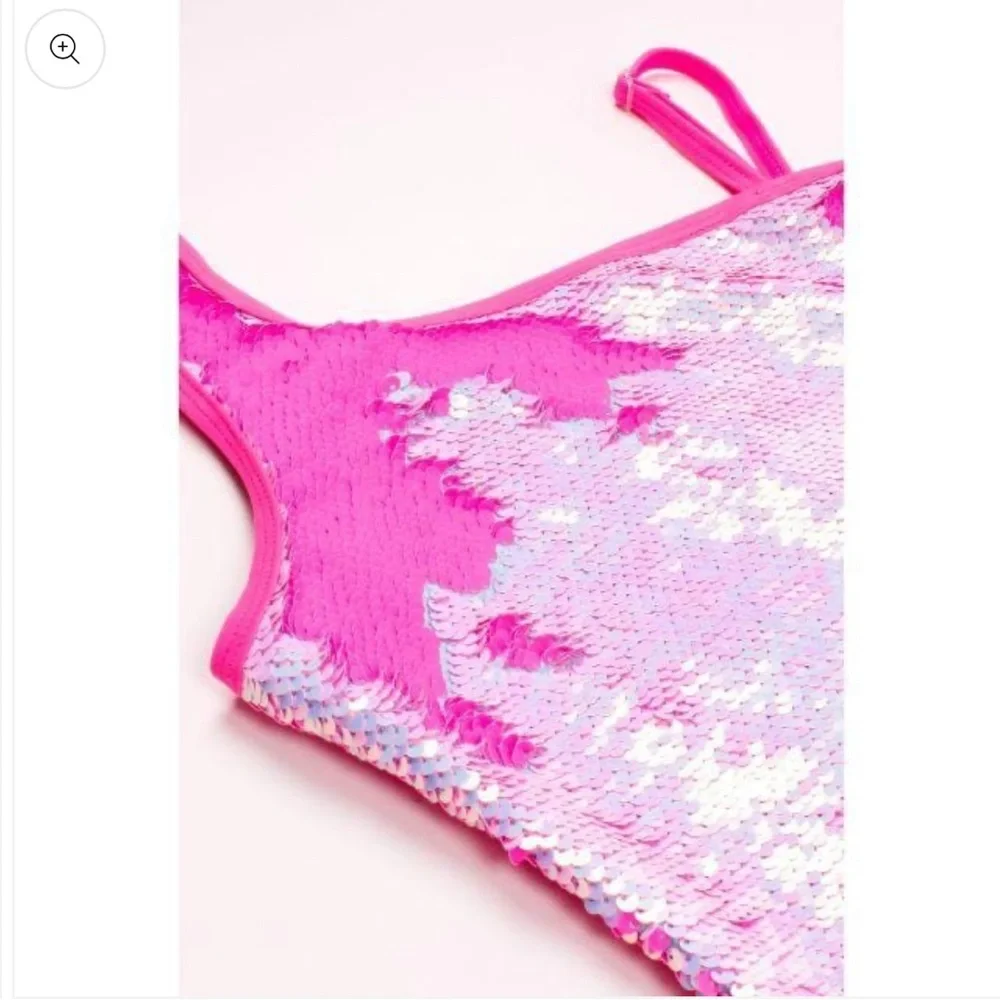 Girls' Pink Sequin One-Piece Swimsuit